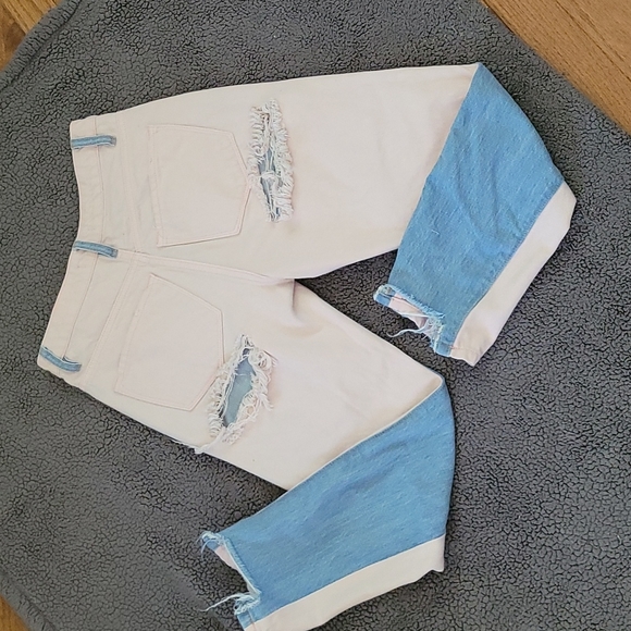 Fashionova 2 toned denim and pink with stylish ripped holes - Picture 2 of 2